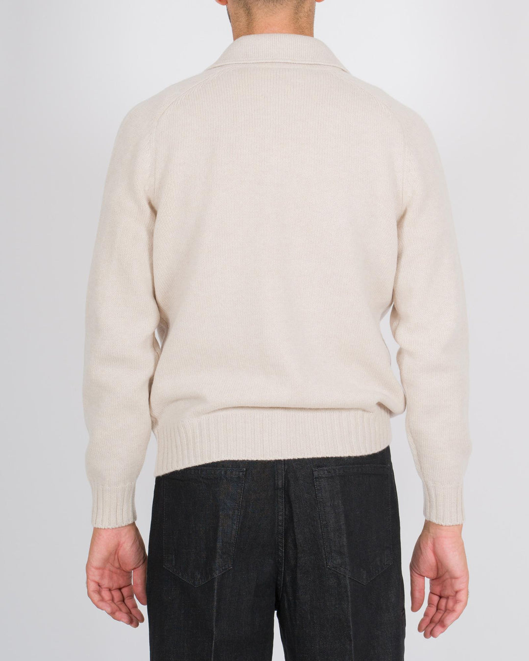 Cardigan in lana con collo a camicia panna 