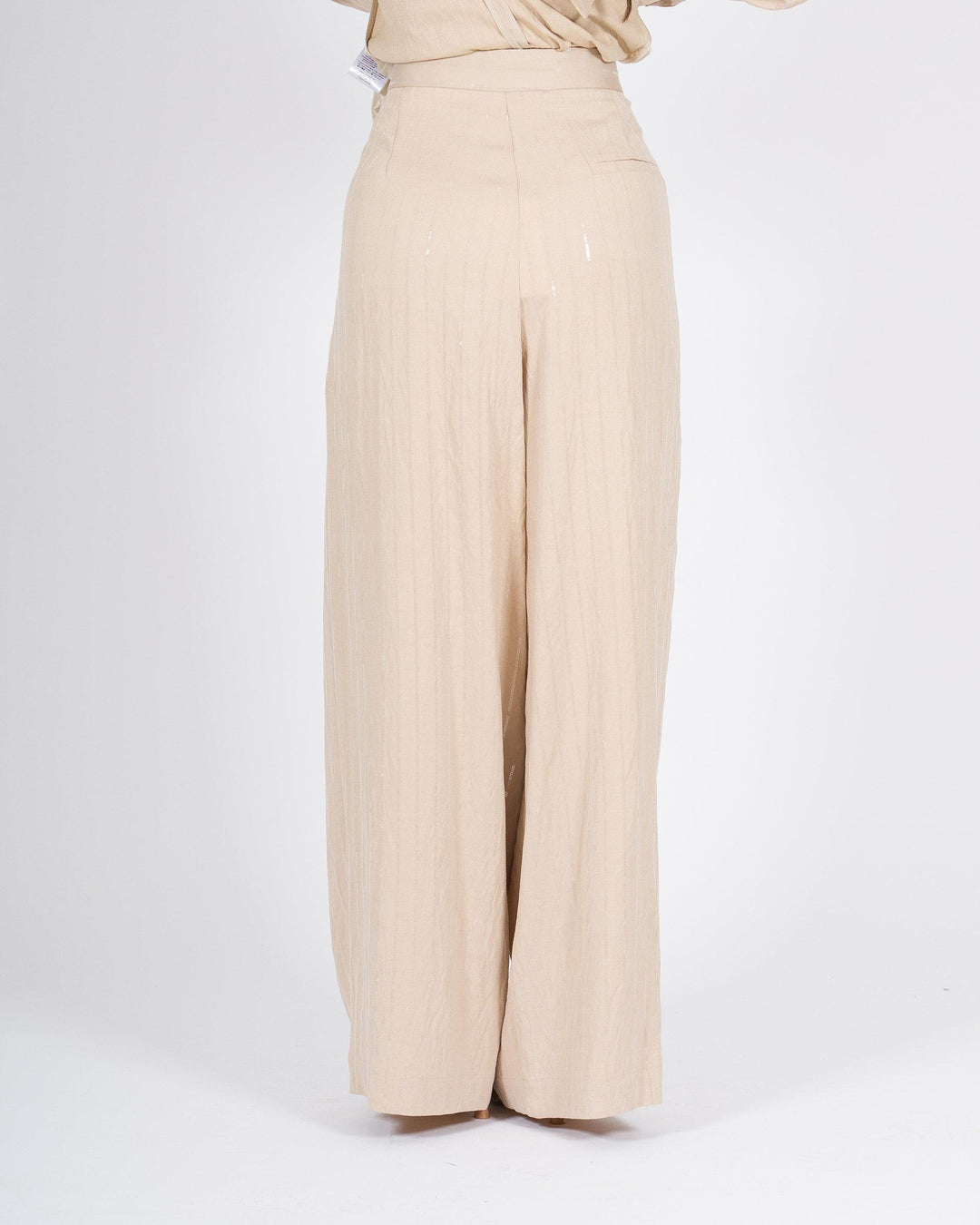Pantaloni MEIMEJ  Palazzo Lino con Paillettes beige 