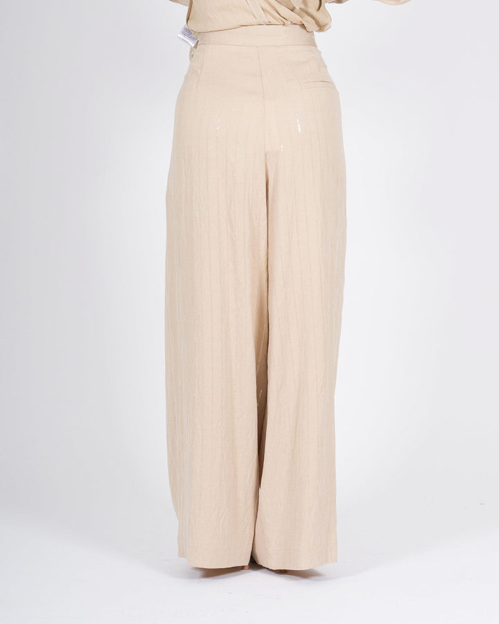 Pantaloni MEIMEJ  Palazzo Lino con Paillettes beige 