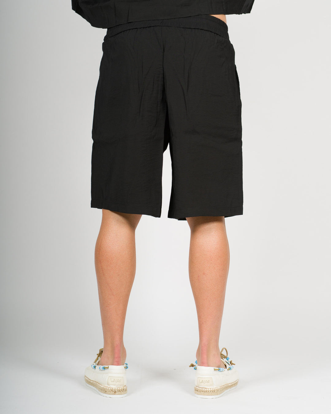 Soft Short Pants Cupro Nero<BR/> 
