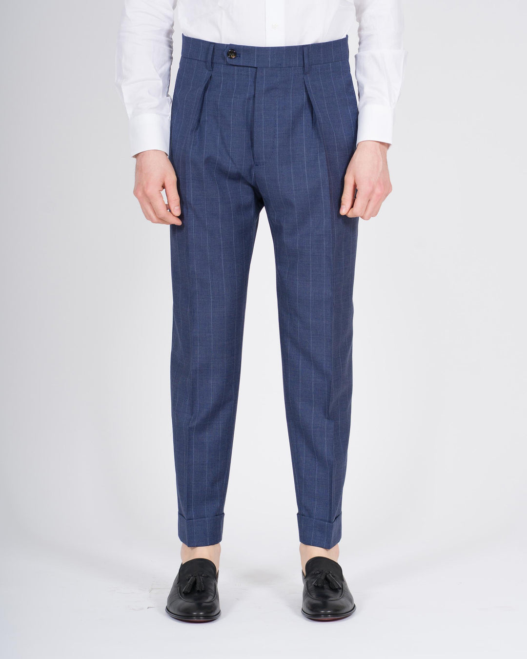 Pantalone Chiaia Gessato Indaco 