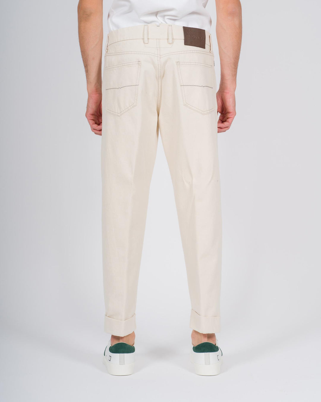Pantaloni "Chiaia" in bull di cotone panna 