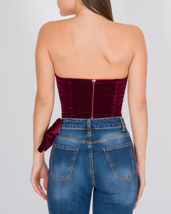 Top in Velluto Bordeaux Cropped 