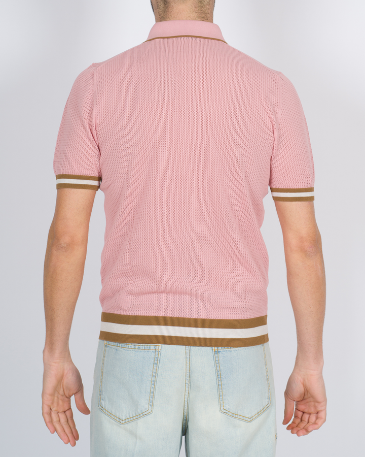 Polo cardigan traforata rosa 
