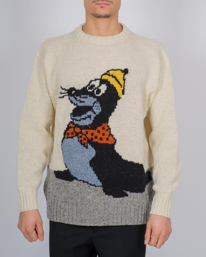 Maglione intarsio foca  panna 