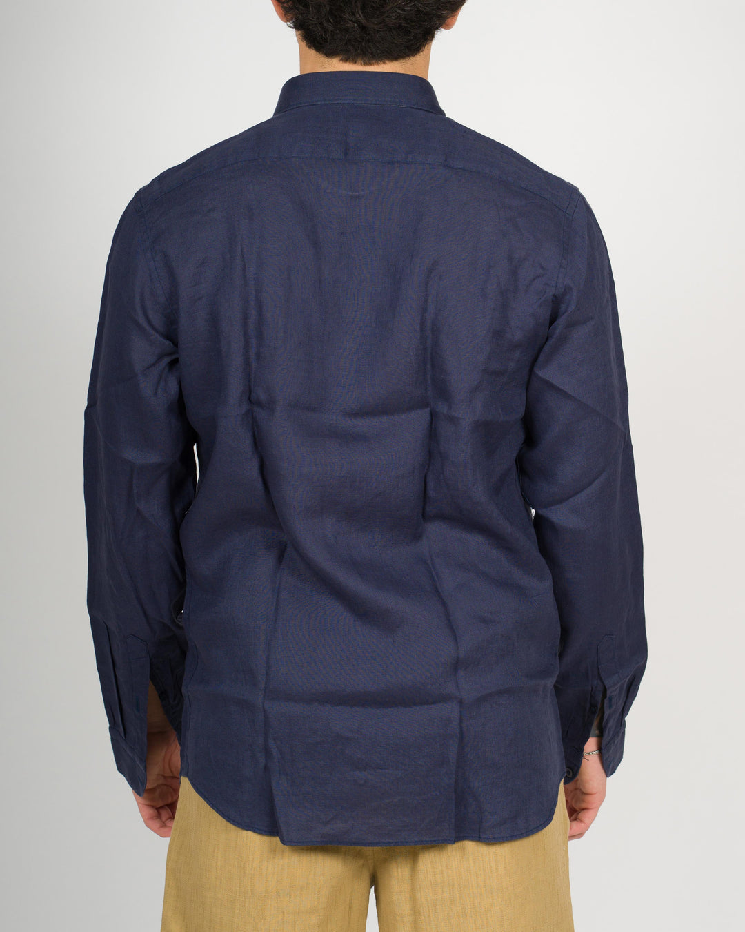 Camicia lino graffiato Blu 
