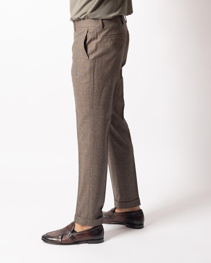 Pantalone Y Retro Pied de Poule Marrone 
