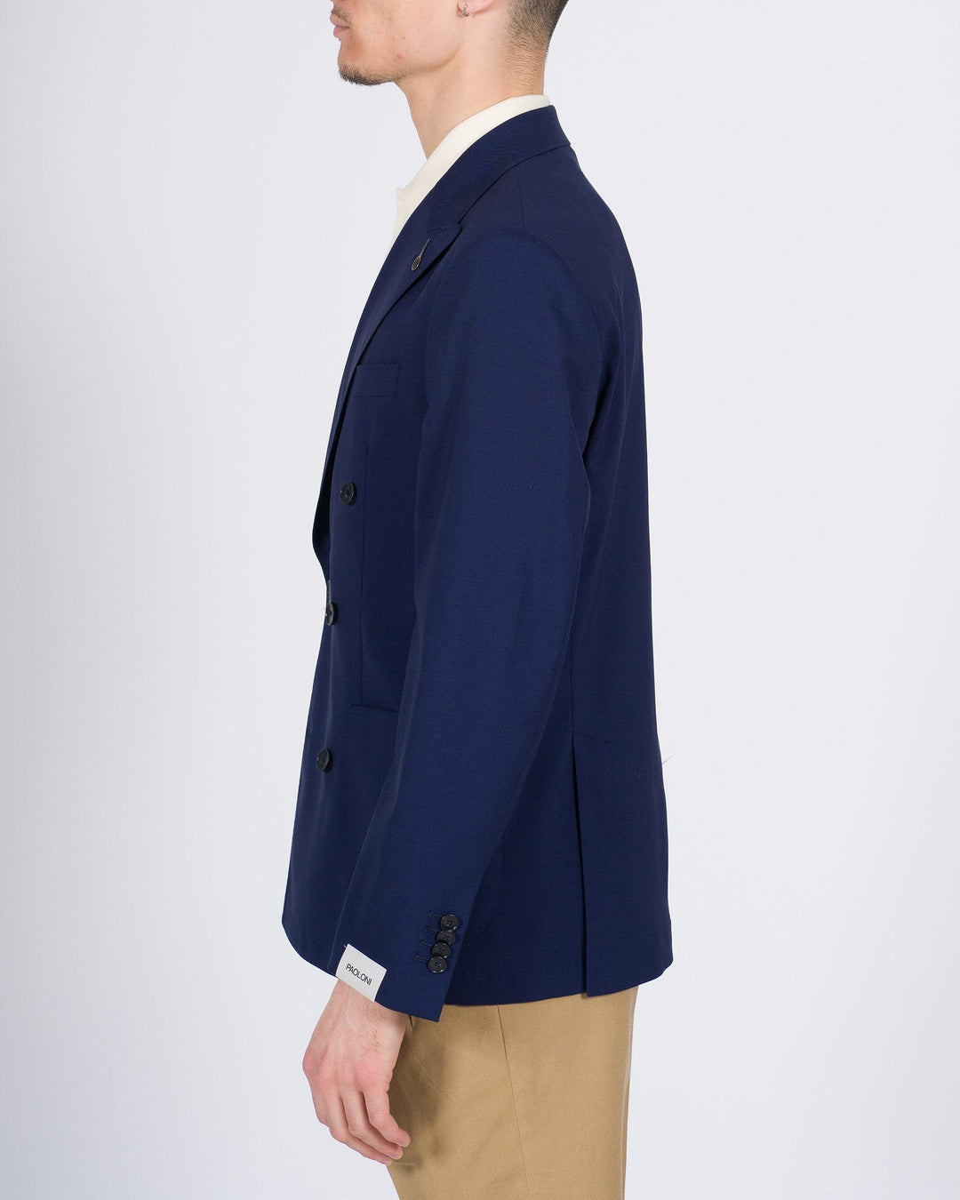 Giacca doppio petto in lana blu 