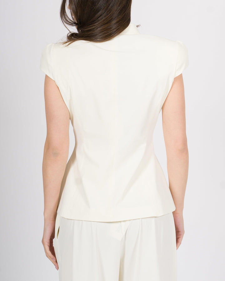 Giacca Silence bianca doppio petto slim fit in tessuto tecnico 