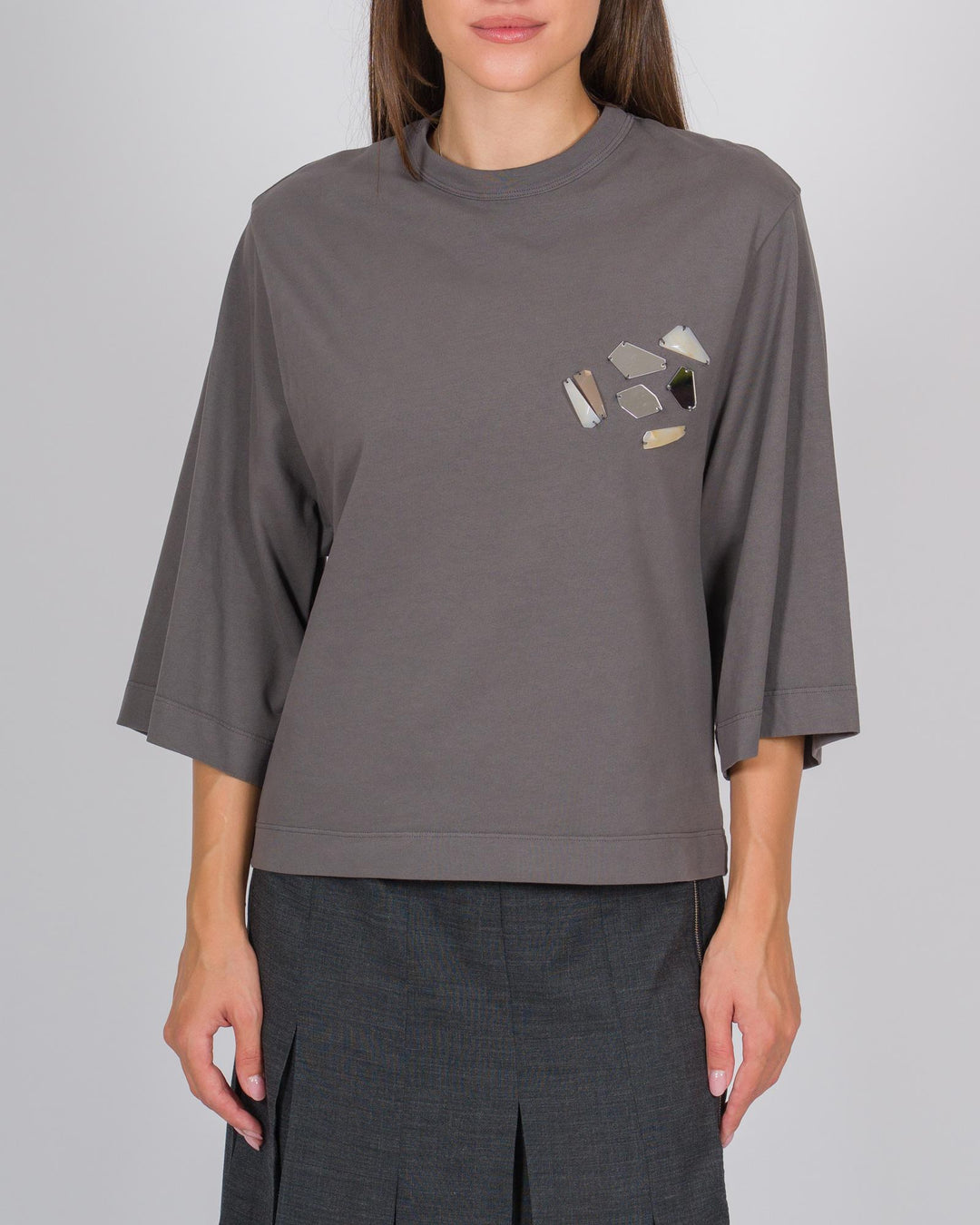 Overshirt cropped applicazioni antra 