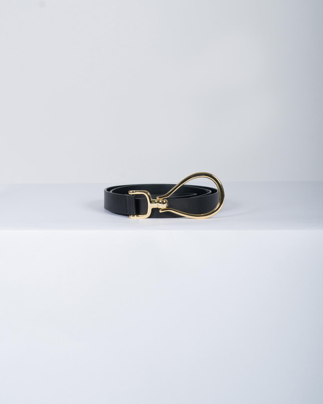 Cintura in pelle con logo nera 