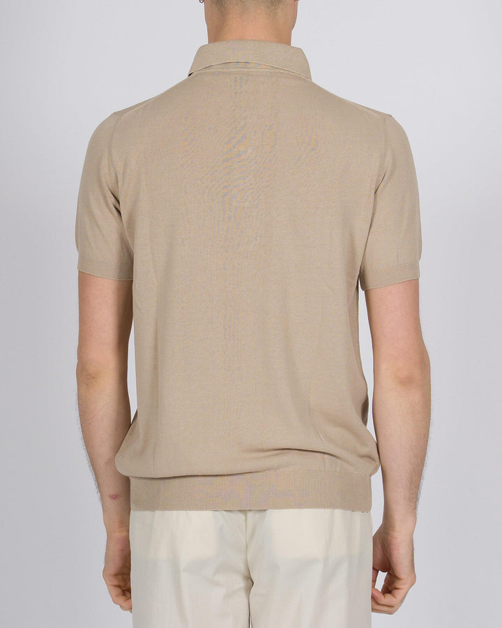 Polo tre bottoni crepe dio cotone beige 