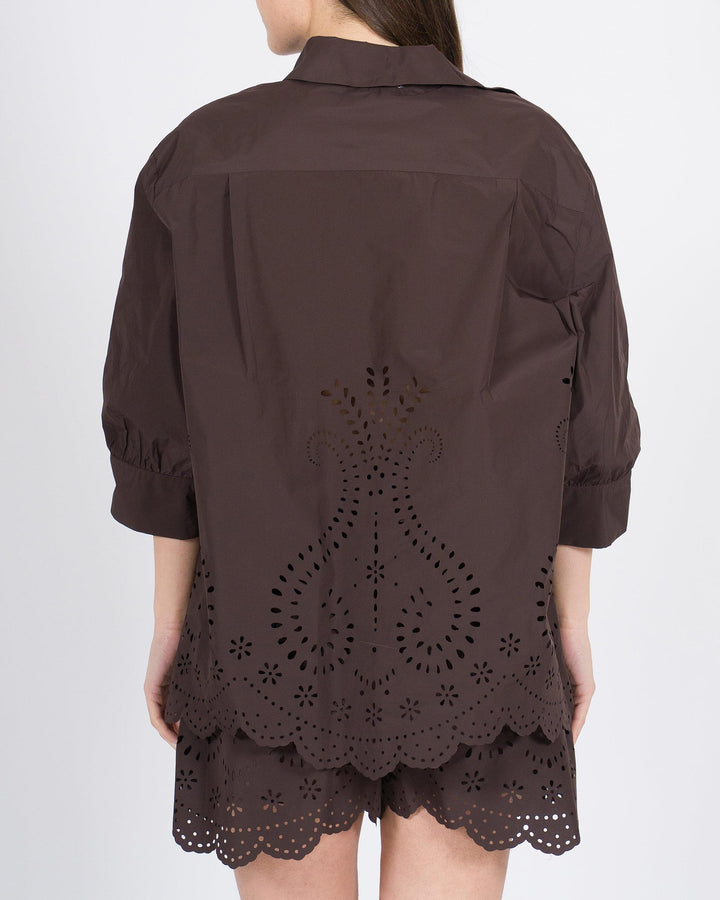 Camicia MEIMEJ  Cioccolato in Taffetà Sangallo Laserato marrone 