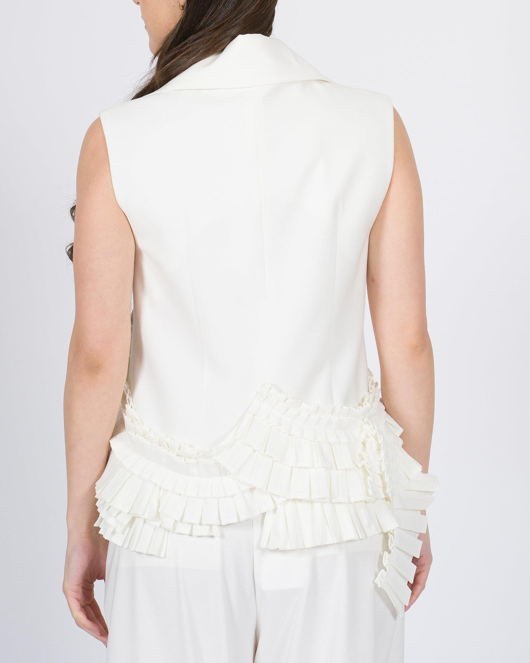 Gilet Meimeij bianco con dettagli rouge 