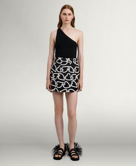 Gonna stampa cuori nero 