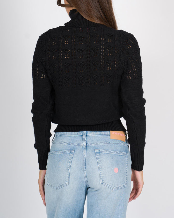 Pullover Dolcevita Traforato Nero 