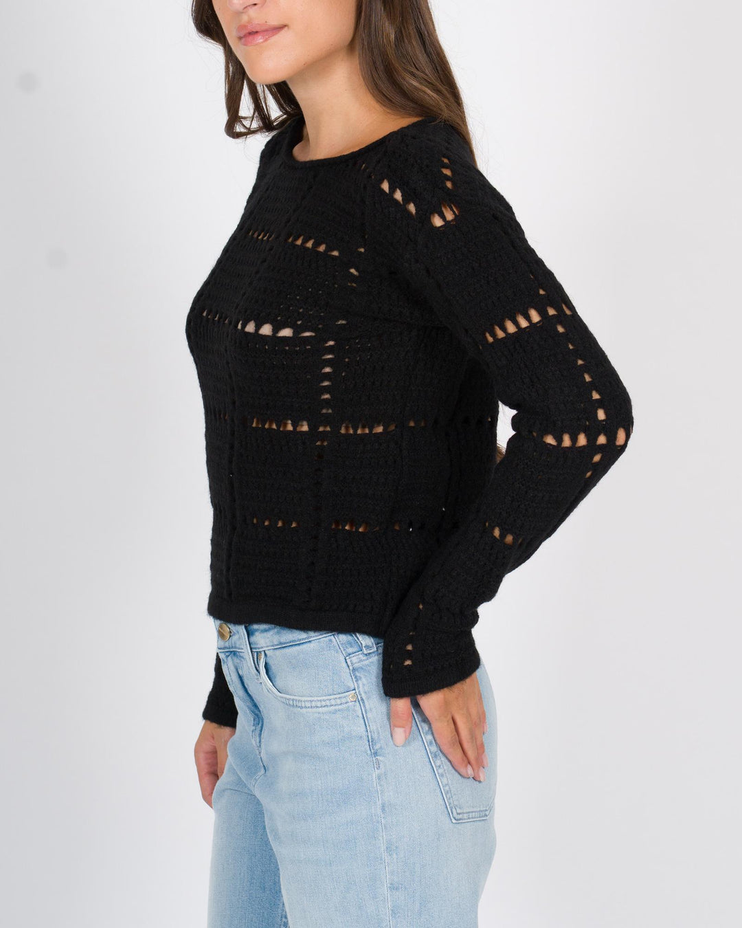 Maglia cropped traforata nero 