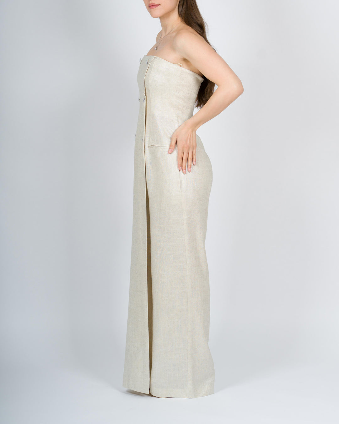Tuta strapless beige chiaro 