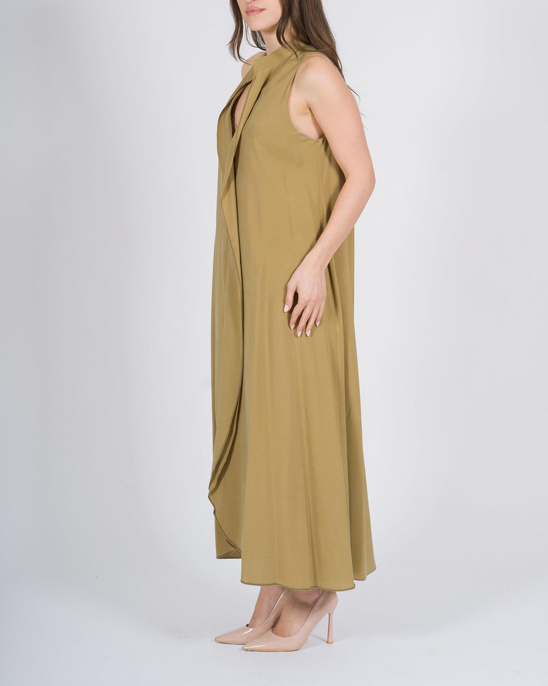 Abito lungo motivo rouge oliva 