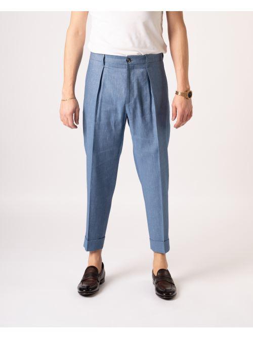 Pantalone Chiaia Pence Fiammato Azzurro 