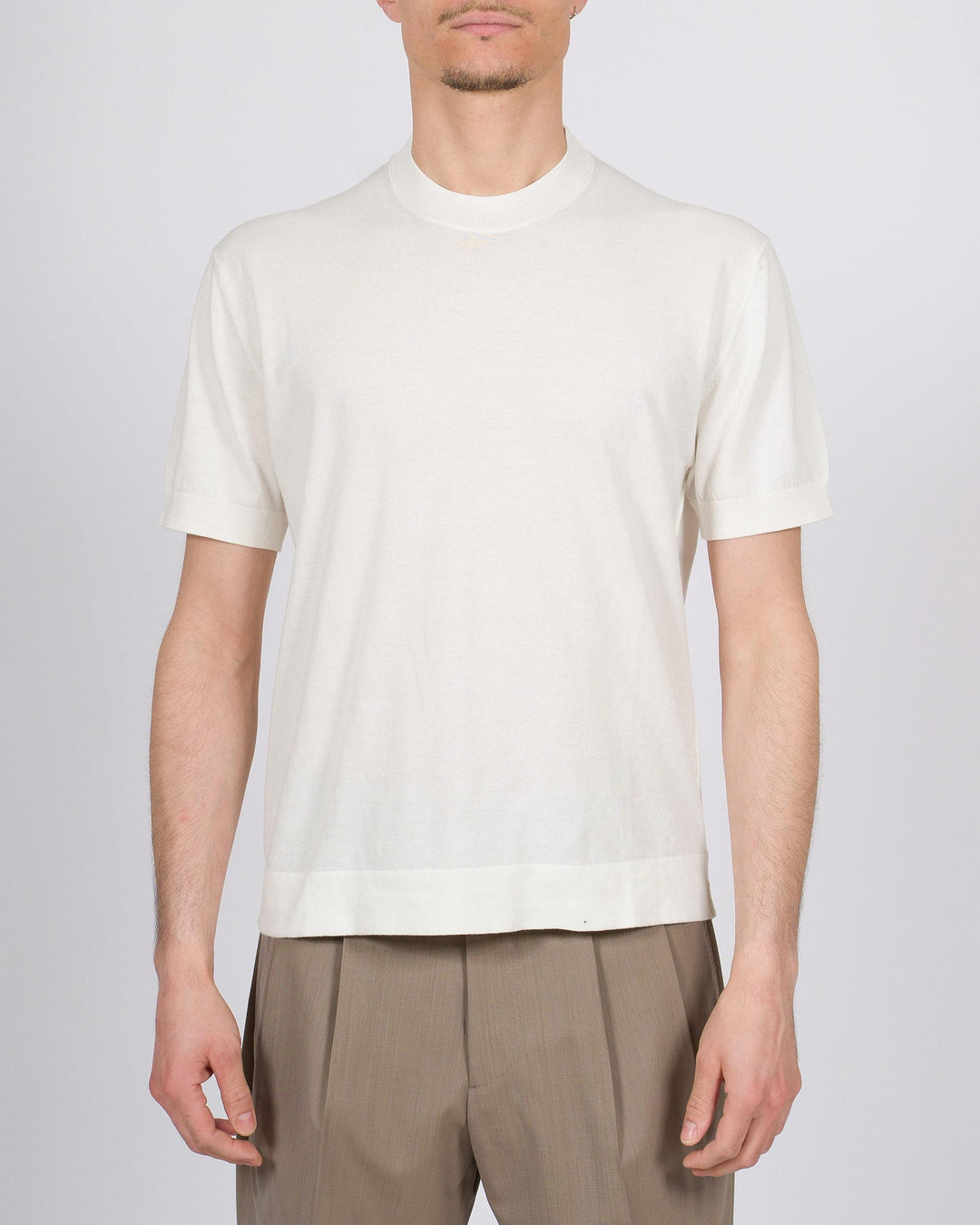 T-shirt uomo in filo di cotone finezza 16 panna 
