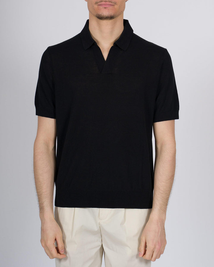 Polo skipper crepe di cotone nero 