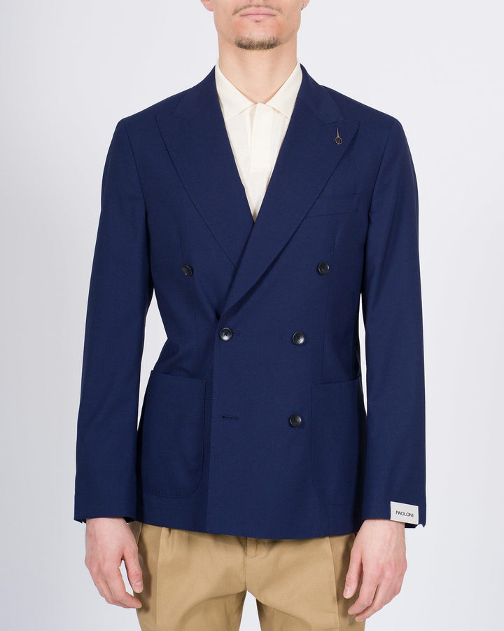 Giacca doppio petto in lana blu 