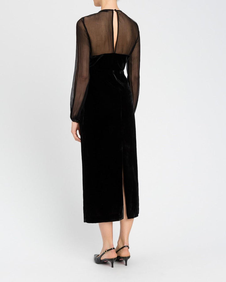 Abito lungo velvet nero 