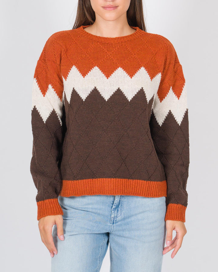 Pullover rombi tre colori coccio 