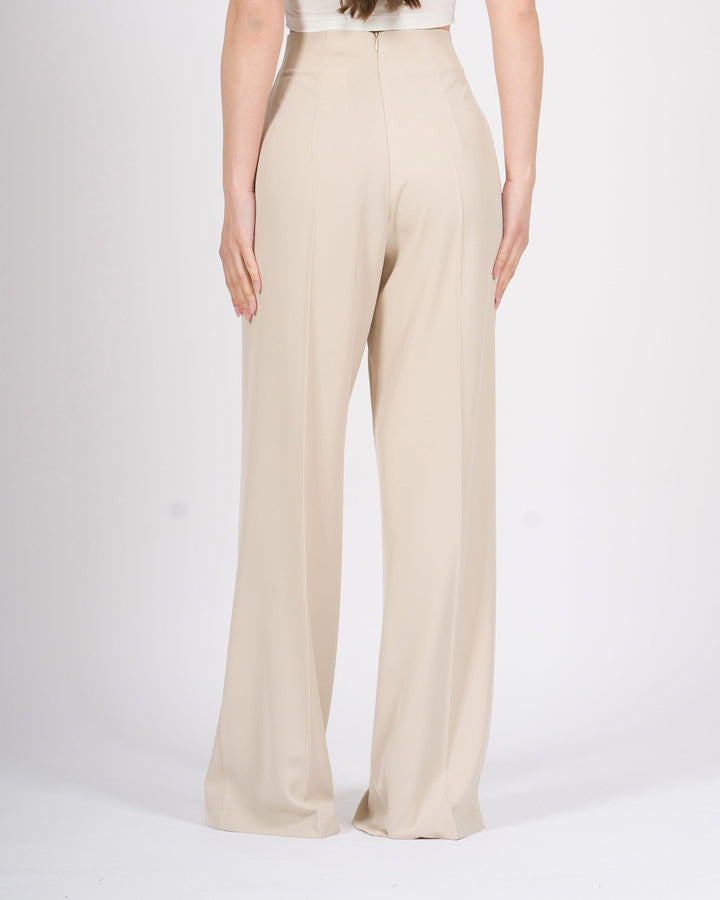 Pantalone Silence Beige Modello Palazzo 
