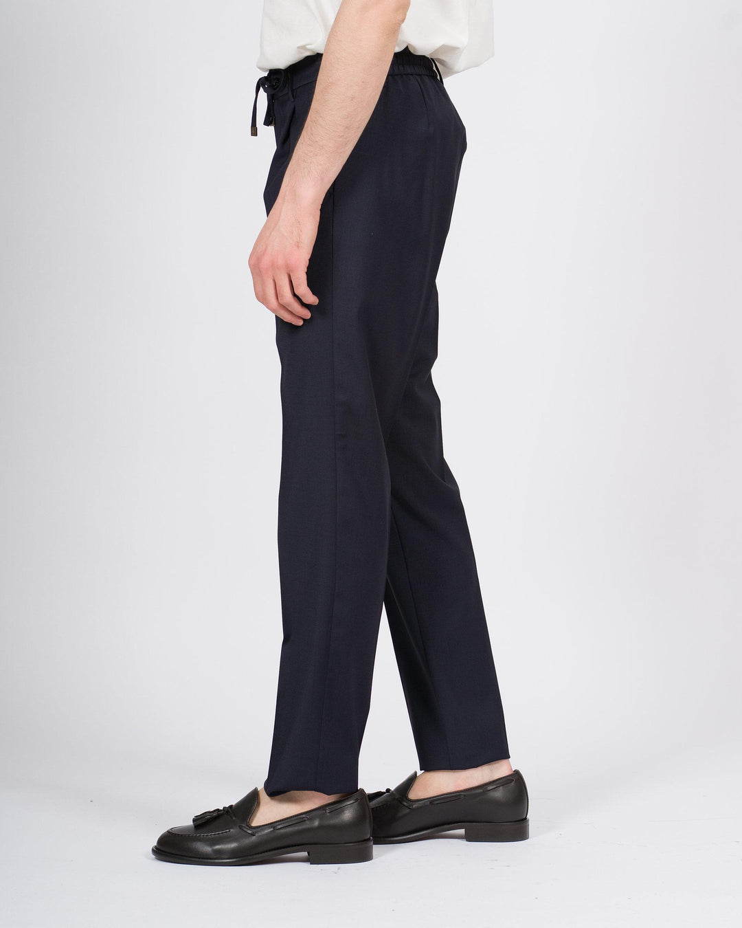 Pantalone Berwich Spaggia blu con pence ed elastico 