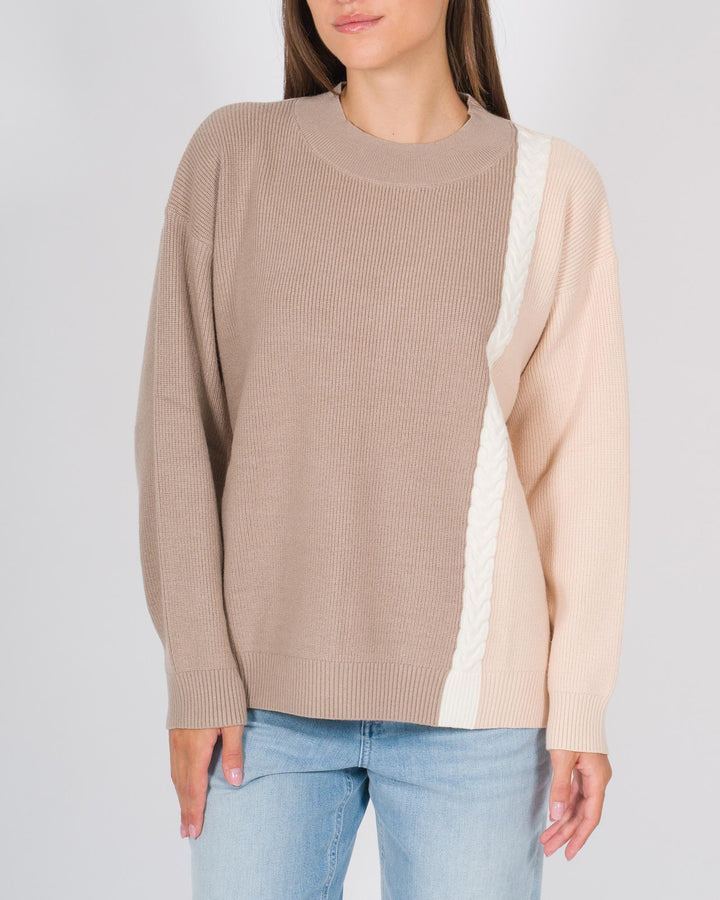 Maglia costine fango e rosa 