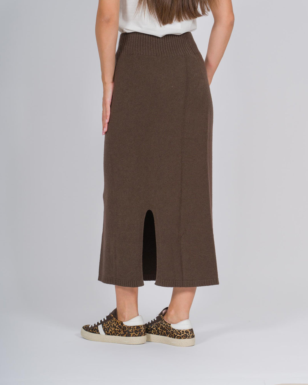 Gonna longuette maglia cacao 