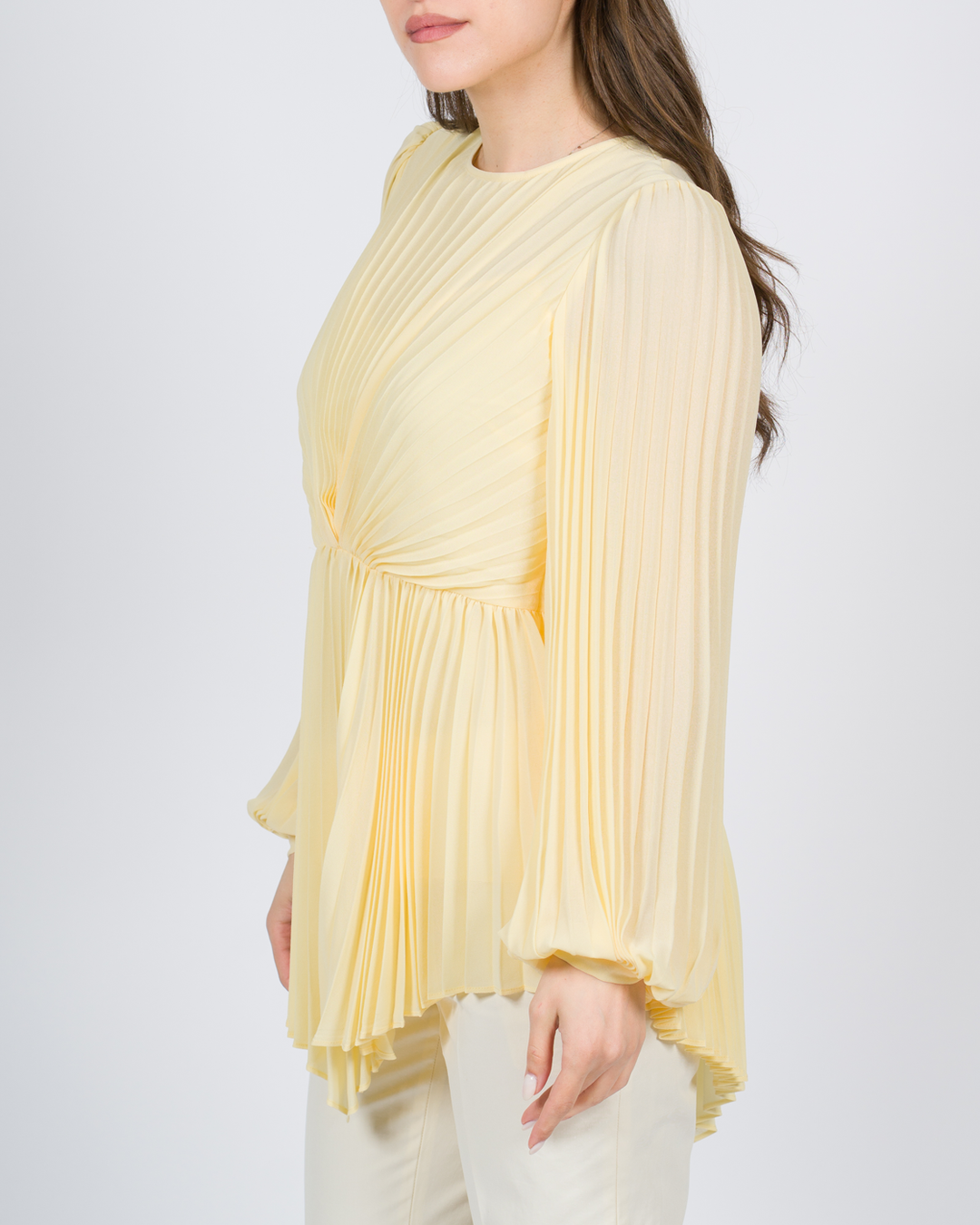 Blusa in georgette plissé giallo 