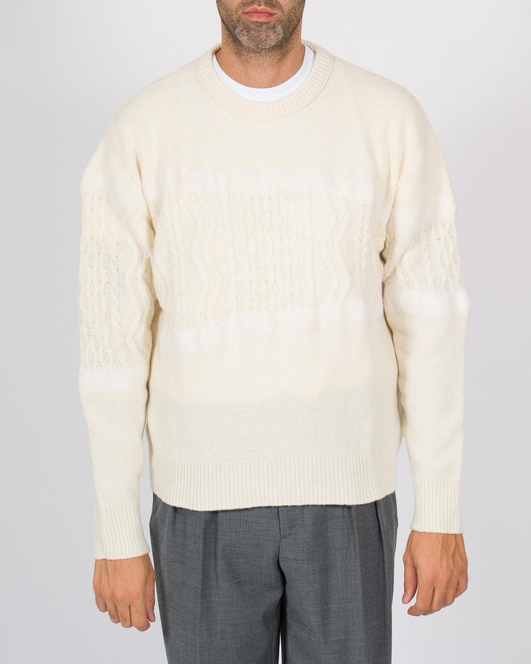 Maglione girocollo lavorazione Scotland panna 