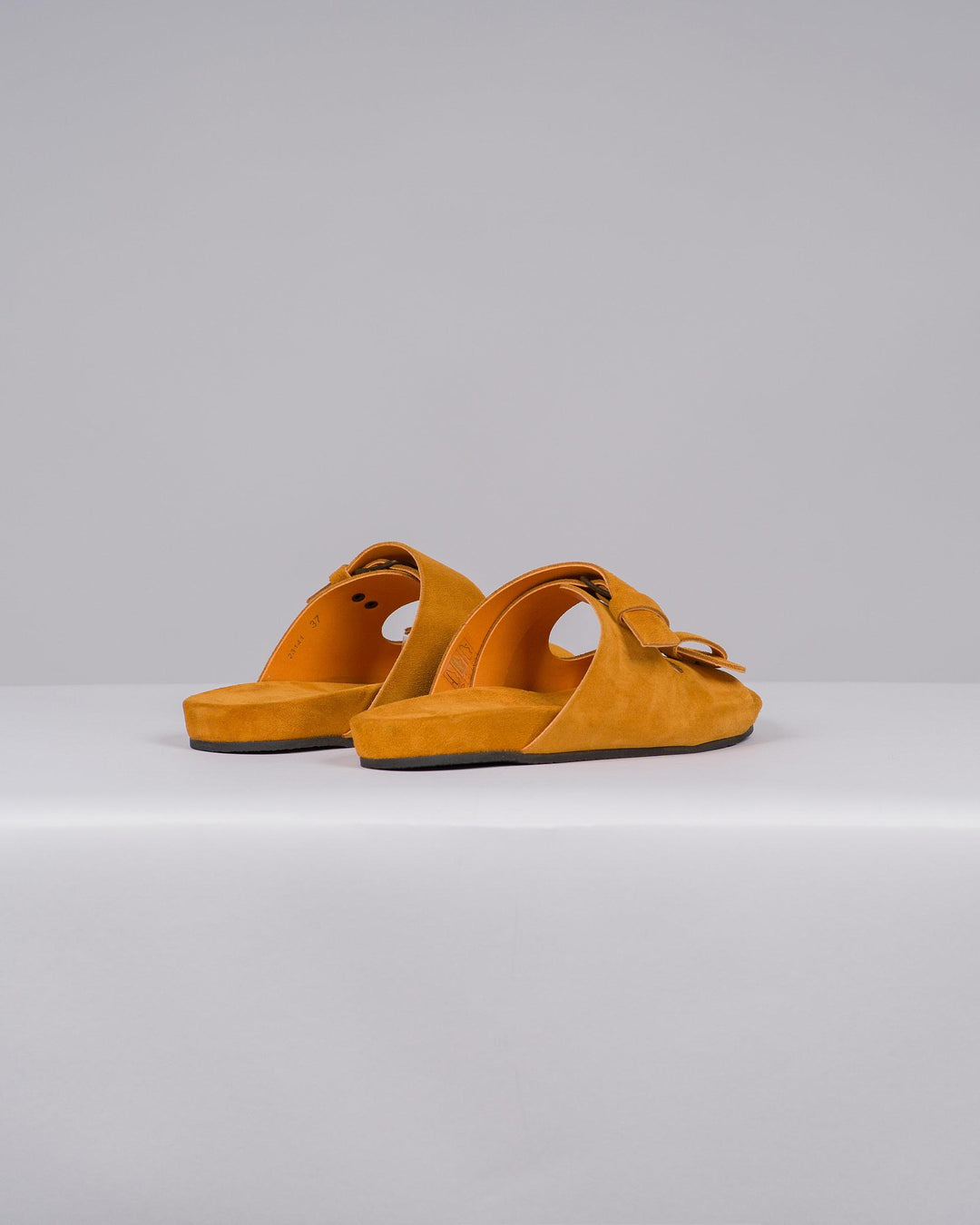 Ciabatta Donna in Suede Arancio con Doppia Fibbia 