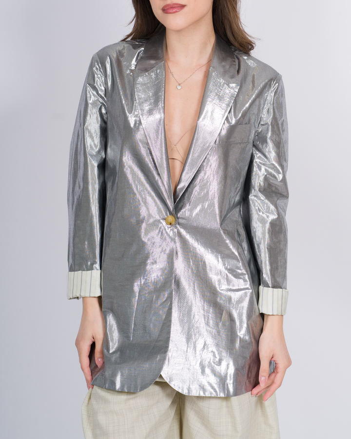 BLAZER PLACCATO MONOPETTO SILVER 