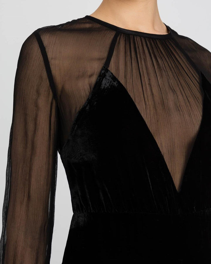 Abito lungo velvet nero 