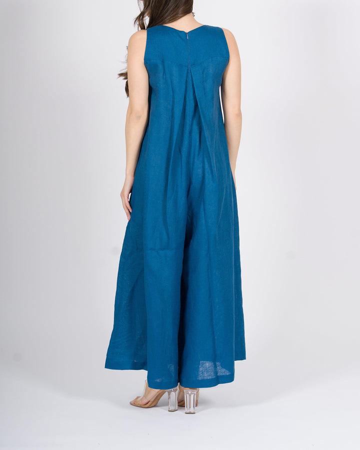 Maxi Tuta in Lino Meimeij azzurra 