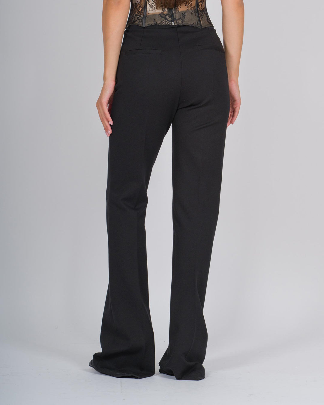 Pantalone vita alta in crepe nero 