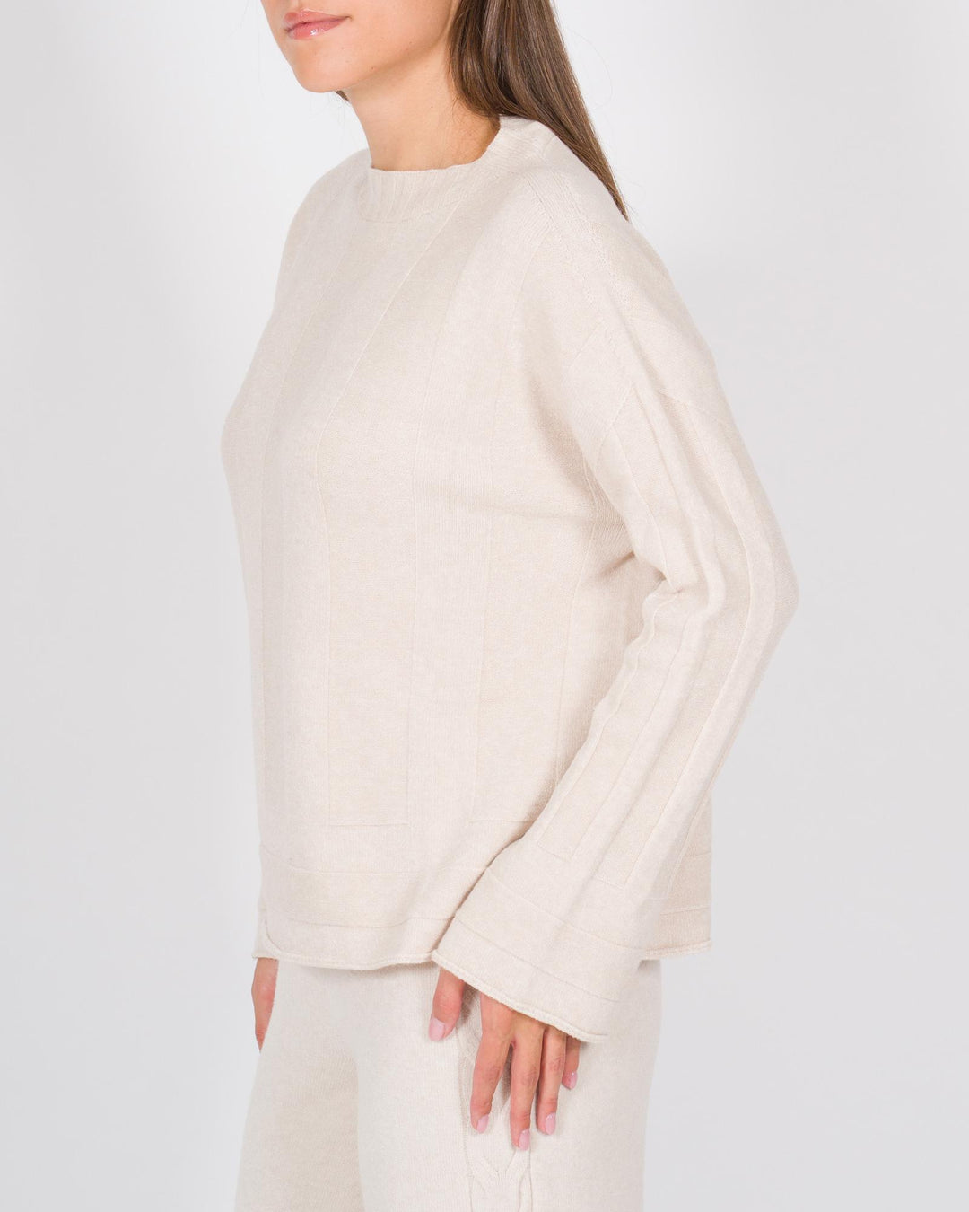 Maglia effeto riga beige 