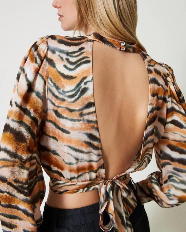Blusa raso animalier<BR/> 