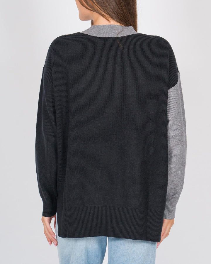 Maglia costine grigio e nero 