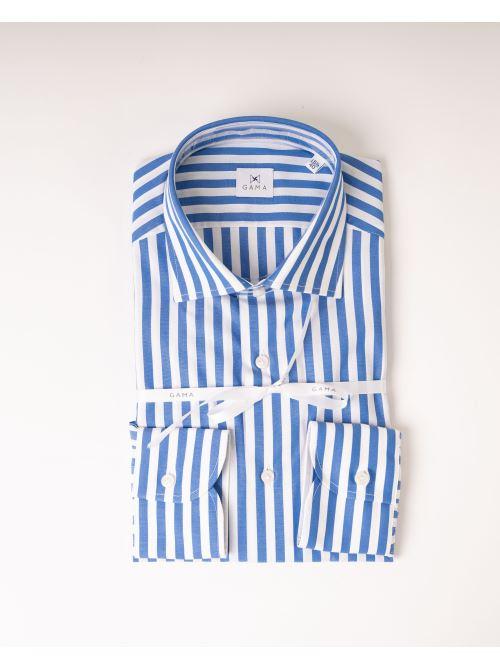 Camicia Rigata Cotone Azzurra 
