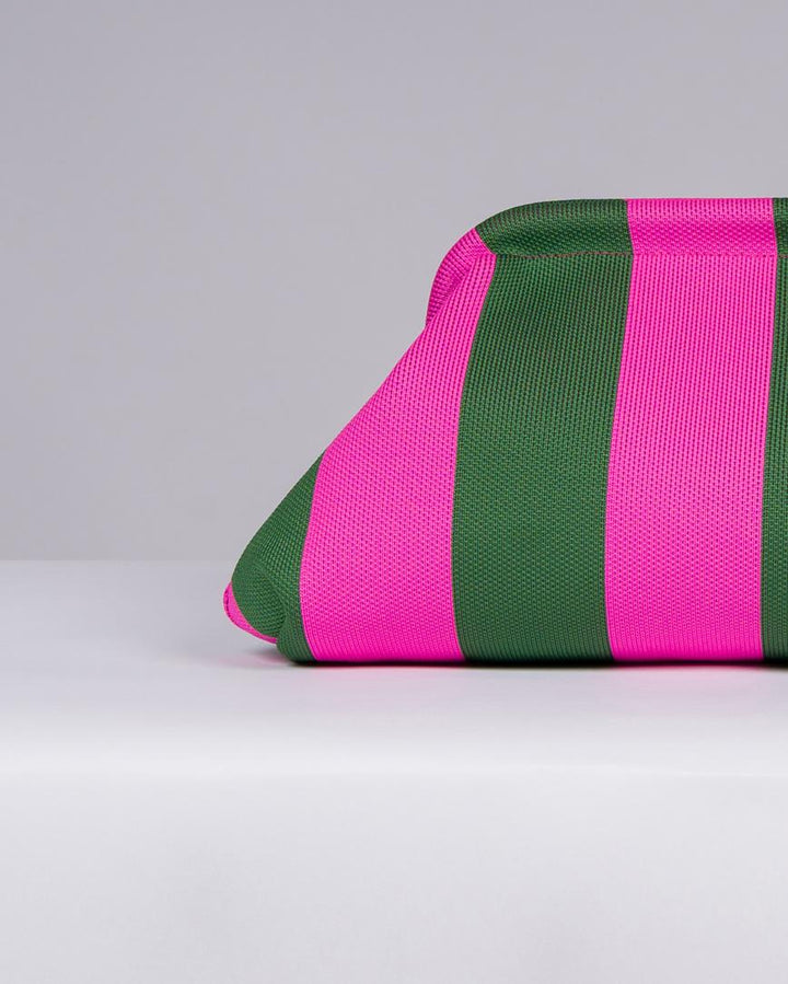 Borsa in Stoffa Rigata verde e fuxia. 