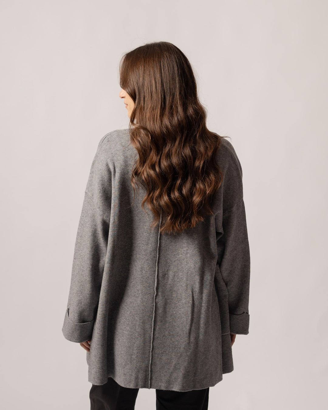 Cardigan frange grigio 