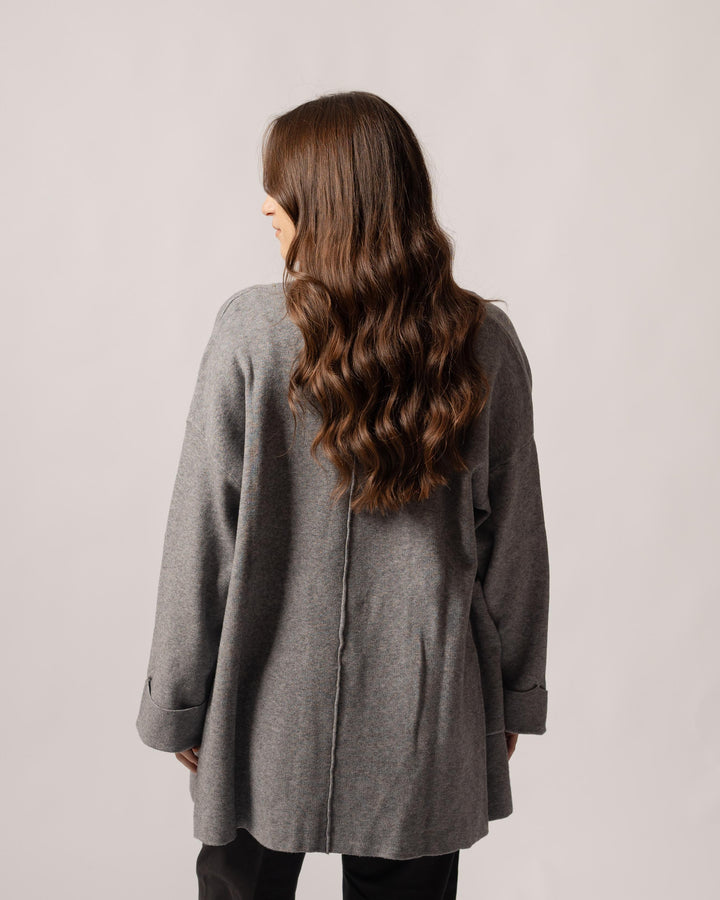 Cardigan frange grigio 
