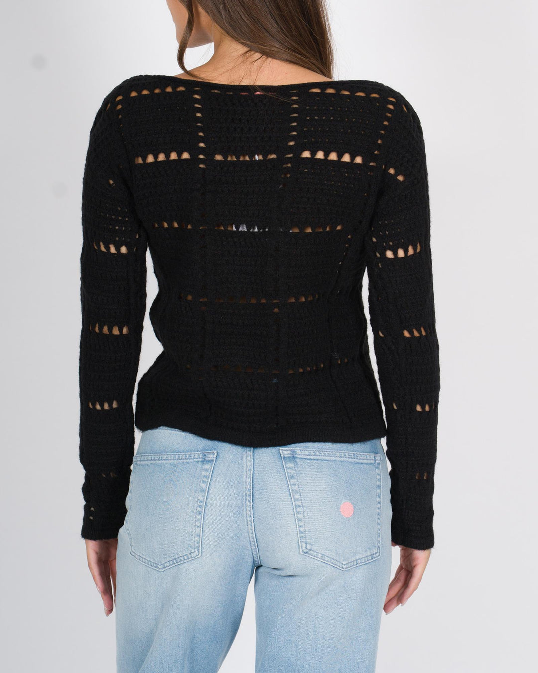 Maglia cropped traforata nero 