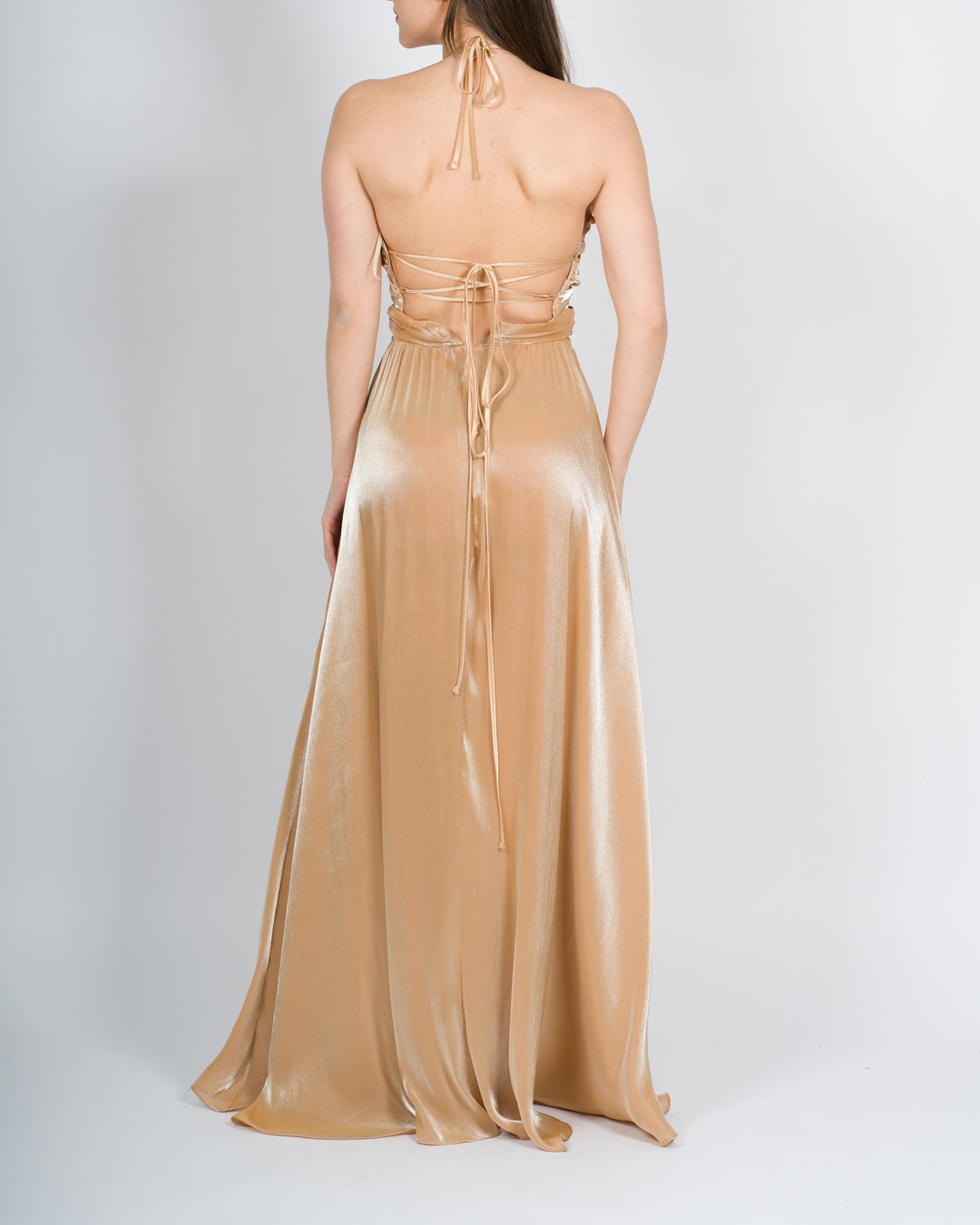 ABITO LUNGO CON ANELLI BEIGE 