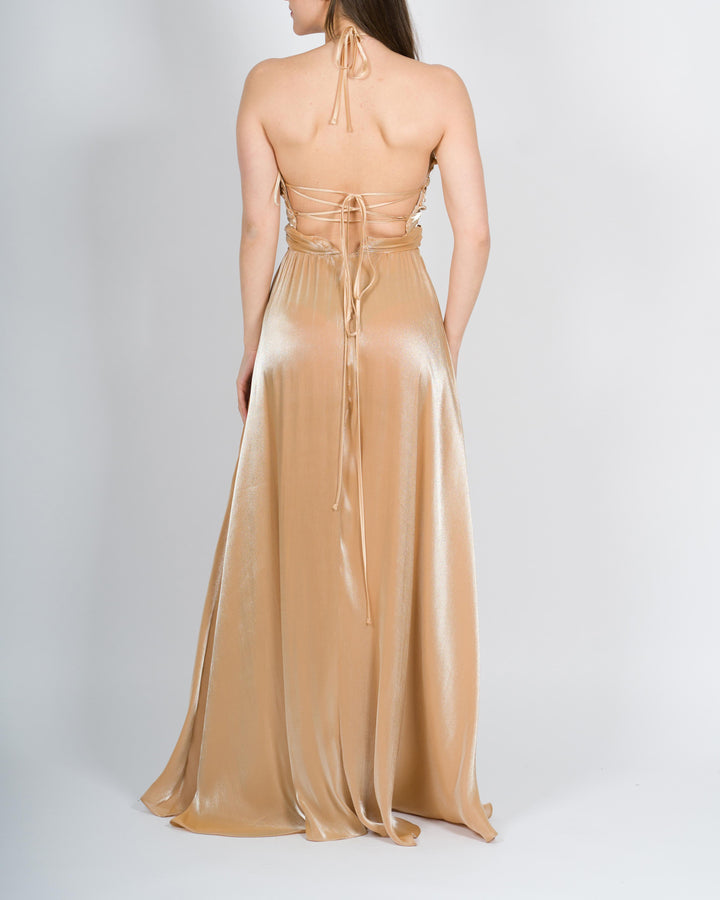 ABITO LUNGO CON ANELLI BEIGE 